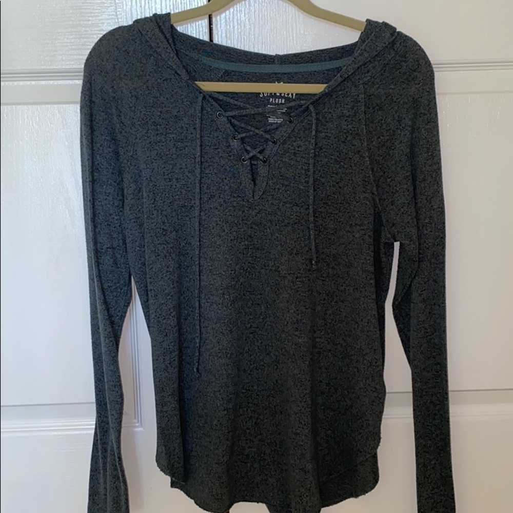 American Eagle Soft & Sexy Plush Tie-Front Top